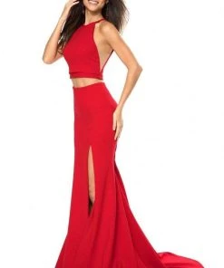 Sherri Hill - 52042 Two Piece Halter Bodice High Slit Long Dress 11 Sherri Hill - 52042 Two Piece Halter Bodice High Slit Long Dress