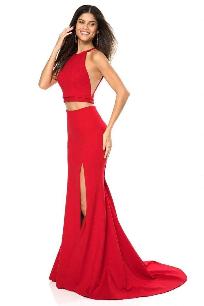 Sherri Hill - 52042 Two Piece Halter Bodice High Slit Long Dress 5 Sherri Hill - 52042 Two Piece Halter Bodice High Slit Long Dress