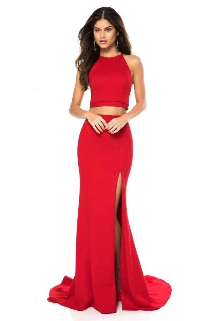 Sherri Hill - 52042 Two Piece Halter Bodice High Slit Long Dress 7 Sherri Hill - 52042 Two Piece Halter Bodice High Slit Long Dress