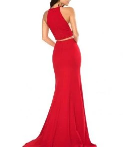 Sherri Hill - 52042 Two Piece Halter Bodice High Slit Long Dress 12 Sherri Hill - 52042 Two Piece Halter Bodice High Slit Long Dress