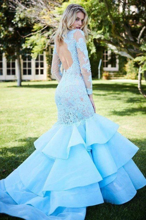 Sherri Hill - 52044 Lace Illusion Jewel Tiered Mermaid Dress 7 Sherri Hill - 52044 Lace Illusion Jewel Tiered Mermaid Dress