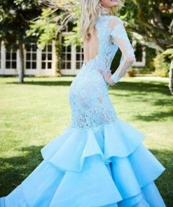 Sherri Hill - 52044 Lace Illusion Jewel Tiered Mermaid Dress 15 Sherri Hill - 52044 Lace Illusion Jewel Tiered Mermaid Dress