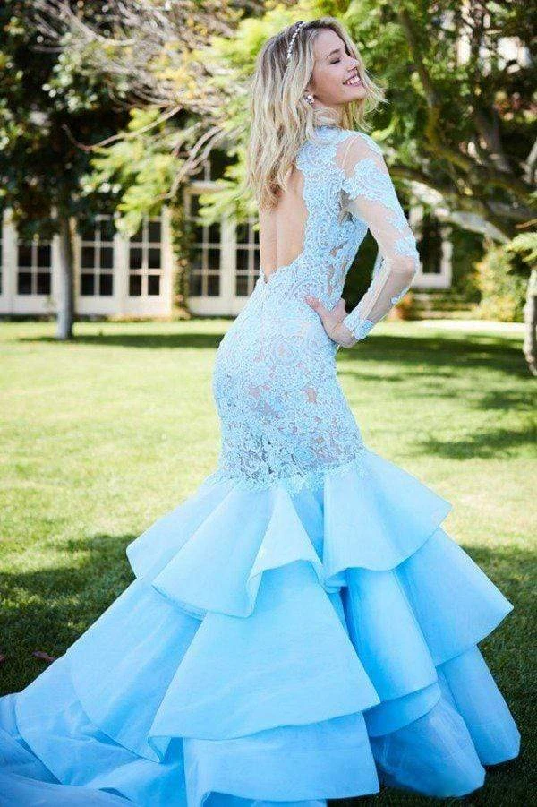 Sherri Hill - 52044 Lace Illusion Jewel Tiered Mermaid Dress 9 Sherri Hill - 52044 Lace Illusion Jewel Tiered Mermaid Dress