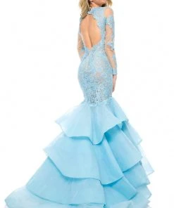 Sherri Hill - 52044 Lace Illusion Jewel Tiered Mermaid Dress 10 Sherri Hill - 52044 Lace Illusion Jewel Tiered Mermaid Dress