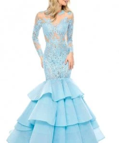 Sherri Hill - 52044 Lace Illusion Jewel Tiered Mermaid Dress 11 Sherri Hill - 52044 Lace Illusion Jewel Tiered Mermaid Dress