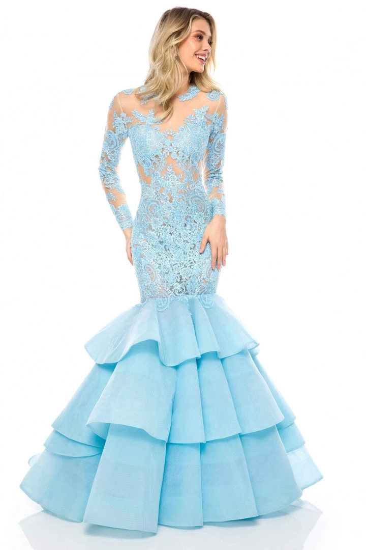 Sherri Hill - 52044 Lace Illusion Jewel Tiered Mermaid Dress 5 Sherri Hill - 52044 Lace Illusion Jewel Tiered Mermaid Dress
