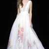 Sherri Hill - 52052 Deep V-neck Floral Print Ballgown