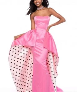 Sherri Hill - 52054 Strapless Dress With Polka Dot Overskirt