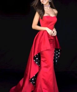 Sherri Hill - 52054 Strapless Dress With Polka Dot Overskirt 15 Sherri Hill - 52054 Strapless Dress With Polka Dot Overskirt