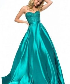 Sherri Hill - 52055 Fully Beaded Corset Bodice Satin Ballgown