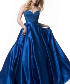 Sherri Hill - 52055 Fully Beaded Corset Bodice Satin Ballgown