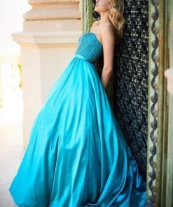 Sherri Hill - 52055 Fully Beaded Corset Bodice Satin Ballgown