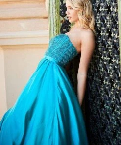 Sherri Hill - 52055 Fully Beaded Corset Bodice Satin Ballgown