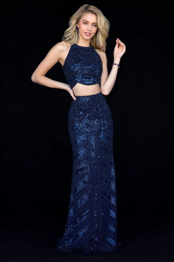Sherri Hill - 52063 Two-Piece Fitted Long Sequined Dress 9 Sherri Hill - 52063 Two-Piece Fitted Long Sequined Dress