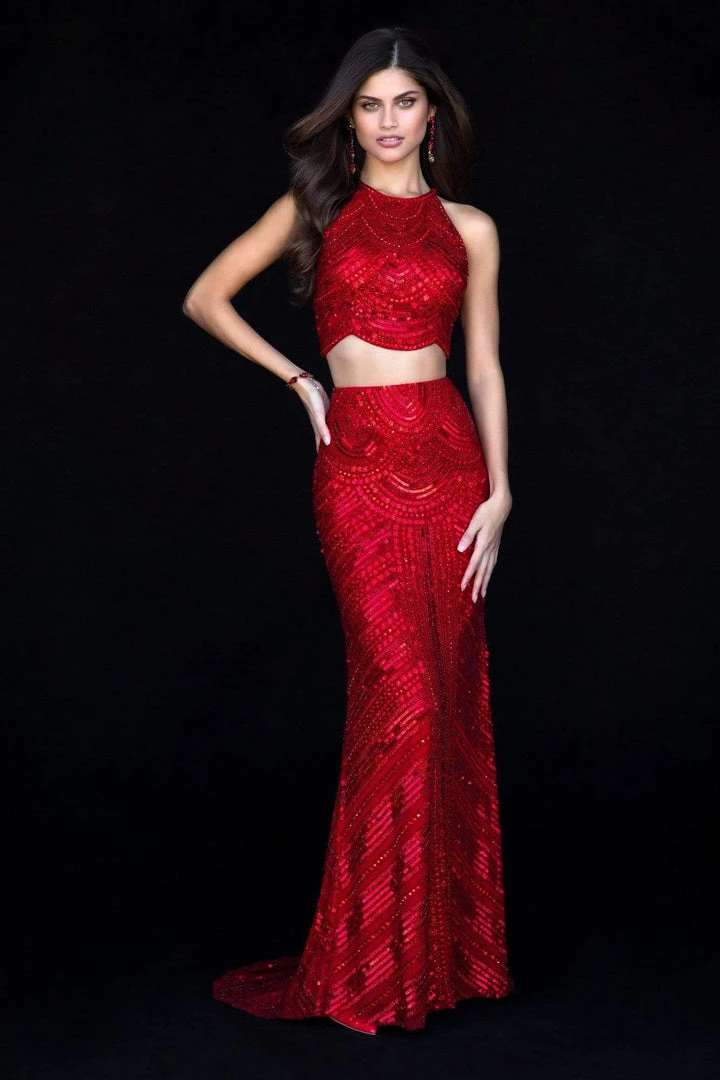 Sherri Hill - 52063 Two-Piece Fitted Long Sequined Dress 3 Sherri Hill - 52063 Two-Piece Fitted Long Sequined Dress