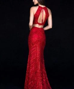 Sherri Hill - 52063 Two-Piece Fitted Long Sequined Dress 13 Sherri Hill - 52063 Two-Piece Fitted Long Sequined Dress