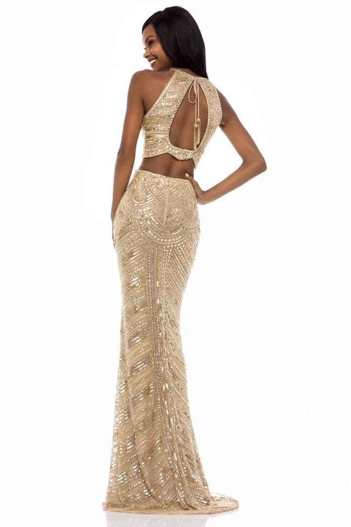 Sherri Hill - 52063 Two-Piece Fitted Long Sequined Dress 8 Sherri Hill - 52063 Two-Piece Fitted Long Sequined Dress