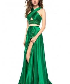 Sherri Hill - 52077 Two Piece Beaded Charmeuse A-line Gown