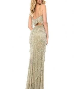 Sherri Hill - 52081 Two Piece Fringed Column Long Dress