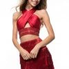 Sherri Hill - 52086 Two Piece Beaded Fringe Fitted Dress 1 Sherri Hill - 52086 Two Piece Beaded Fringe Fitted Dress