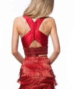 Sherri Hill - 52086 Two Piece Beaded Fringe Fitted Dress 9 Sherri Hill - 52086 Two Piece Beaded Fringe Fitted Dress