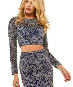 Sherri Hill - 52090 Two Piece Dazzling Long Sleeves Homecoming Dress 18 Sherri Hill - 52090 Two Piece Dazzling Long Sleeves Homecoming Dress