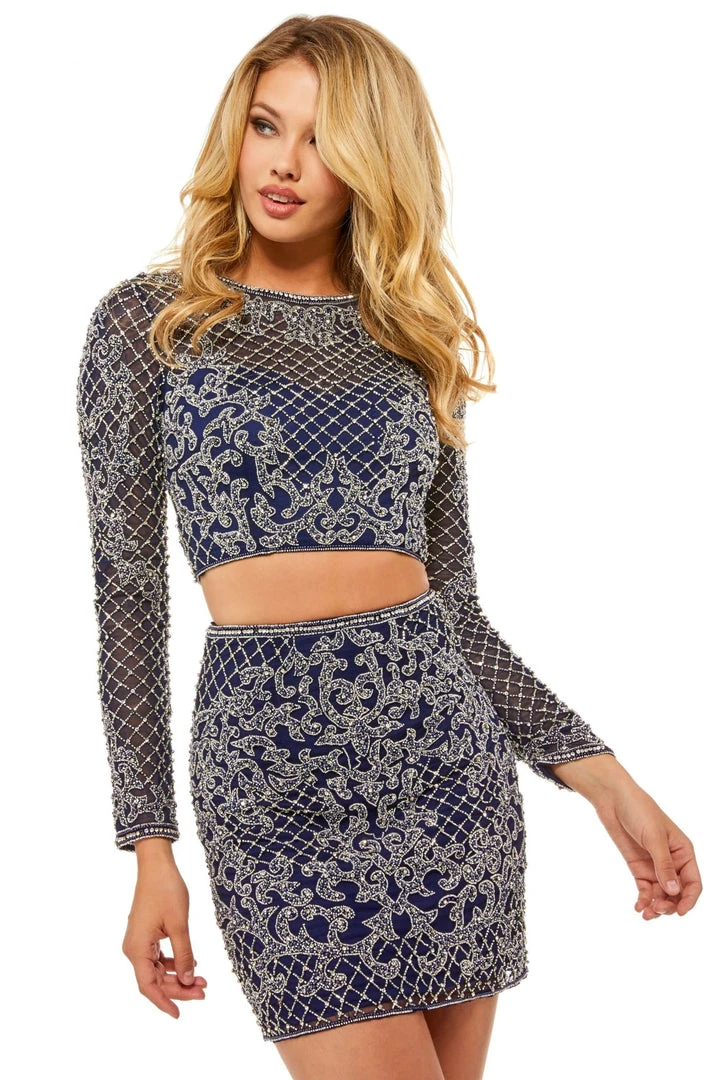 Sherri Hill - 52090 Two Piece Dazzling Long Sleeves Homecoming Dress 10 Sherri Hill - 52090 Two Piece Dazzling Long Sleeves Homecoming Dress