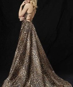 Sherri Hill - 52093 Animal Print A-line Gown With Train 8 Sherri Hill - 52093 Animal Print A-line Gown With Train