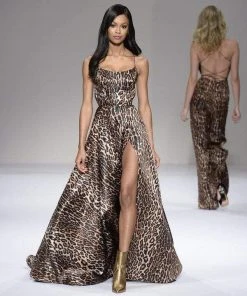Sherri Hill - 52093 Animal Print A-line Gown With Train 11 Sherri Hill - 52093 Animal Print A-line Gown With Train