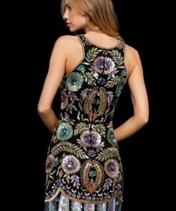 Sherri Hill - 52101 Fully Beaded Halter Sheath Dress 5 Sherri Hill - 52101 Fully Beaded Halter Sheath Dress