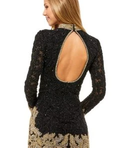 Sherri Hill - 52113 Beaded Long Sleeve Short Sheath Dress