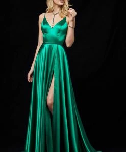 Sherri Hill - 52119 Plunging V-Neck Long A Line Dress