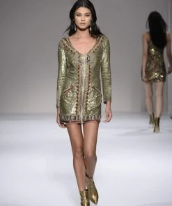 Sherri Hill - 52139 Sequined Long Sleeve Short Fitted Dress