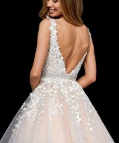 Sherri Hill - 52157 Beaded Lace Tulle V Neck A Line Short Dress