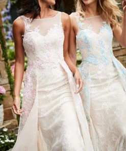 Sherri Hill - 52161 Floral Applique Bateau Dress With Overskirt 17 Sherri Hill - 52161 Floral Applique Bateau Dress With Overskirt