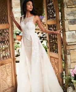 Sherri Hill - 52161 Floral Applique Bateau Dress With Overskirt 12 Sherri Hill - 52161 Floral Applique Bateau Dress With Overskirt