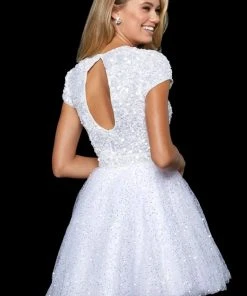 Sherri Hill - 52163 Jewel Neck Embellished Short Dress 5 Sherri Hill - 52163 Jewel Neck Embellished Short Dress