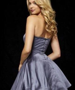 Sherri Hill - 52190 Strapless Satin Cocktail Dress With Beaded Pockets 12 Sherri Hill - 52190 Strapless Satin Cocktail Dress With Beaded Pockets