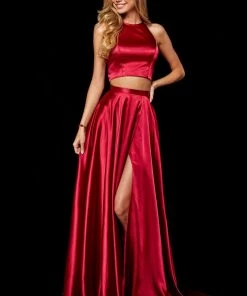 Sherri Hill - 52230 Two Piece Halter Charmeuse A Line Dress