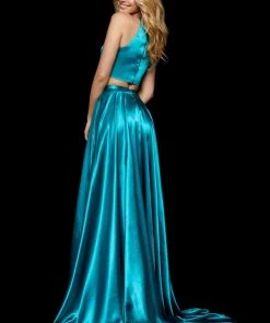 Sherri Hill - 52230 Two Piece Halter Charmeuse A Line Dress