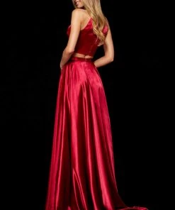 Sherri Hill - 52230 Two Piece Halter Charmeuse A Line Dress