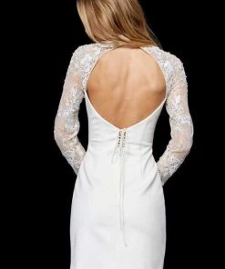 Sherri Hill - 52259 High Neck Lace Long Sleeve Sheath Dress