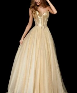 Sherri Hill - 52265 Sweetheart Long Gold Dress