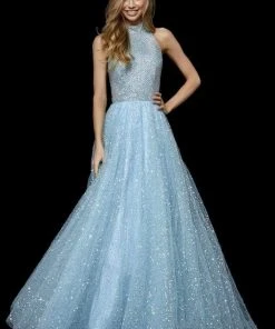 Sherri Hill - 52266 Long Halter Sequined Tulle Skirt Dress