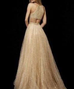 Sherri Hill - 52266 Long Halter Sequined Tulle Skirt Dress