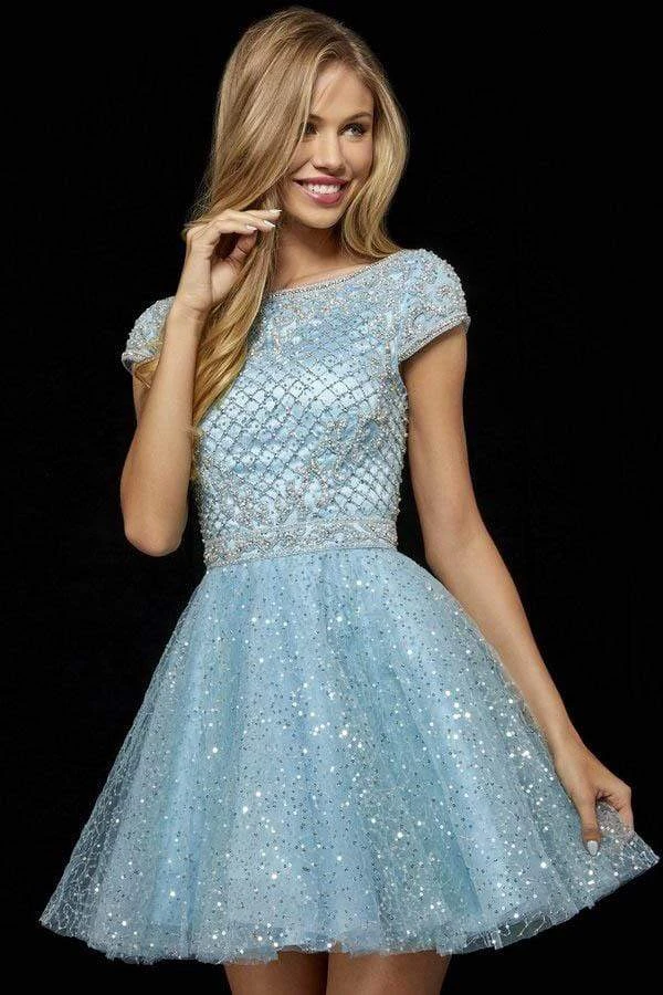 Sherri Hill - 52273 Beaded Cap Sleeve Tulle A Line Short Dress 3 Sherri Hill - 52273 Beaded Cap Sleeve Tulle A Line Short Dress