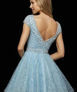 Sherri Hill - 52273 Beaded Cap Sleeve Tulle A Line Short Dress 8 Sherri Hill - 52273 Beaded Cap Sleeve Tulle A Line Short Dress