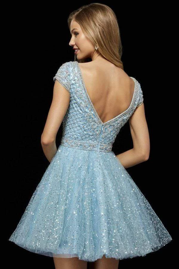 Sherri Hill - 52273 Beaded Cap Sleeve Tulle A Line Short Dress 4 Sherri Hill - 52273 Beaded Cap Sleeve Tulle A Line Short Dress