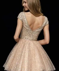 Sherri Hill - 52273 Beaded Cap Sleeve Tulle A Line Short Dress 10 Sherri Hill - 52273 Beaded Cap Sleeve Tulle A Line Short Dress