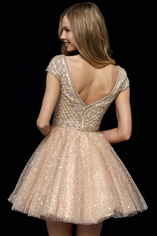 Sherri Hill - 52273 Beaded Cap Sleeve Tulle A Line Short Dress 6 Sherri Hill - 52273 Beaded Cap Sleeve Tulle A Line Short Dress